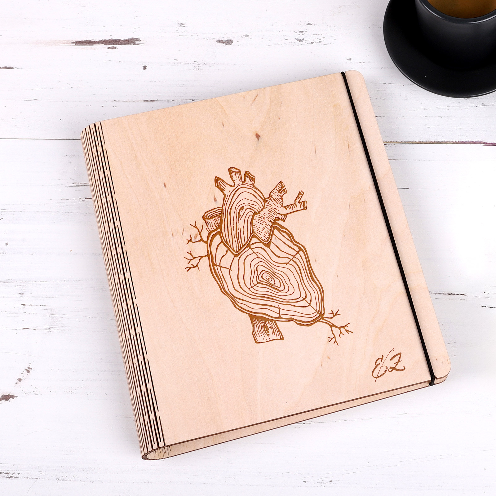 Zápisník s dřevěnými deskami - Motiv dřevo